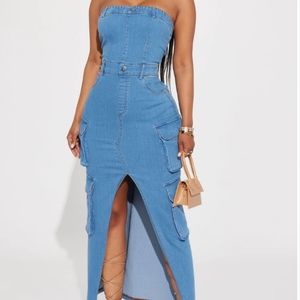 Very very stretchy denim maxi dress